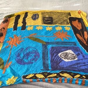 Vintage Pure Silk Colorful Abstract Scarf